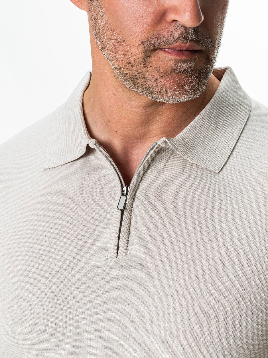 Tricou Barbati Polo Crem din Rayon cu Fermoar BMan0101 (4)