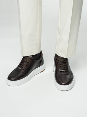 Pantofi Casual Barbati Sneakers Maro Cafeniu 100% Piele Naturala BMan0397