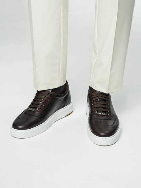 Pantofi Casual Barbati Sneakers Maro Cafeniu 100% Piele Naturala BMan0397