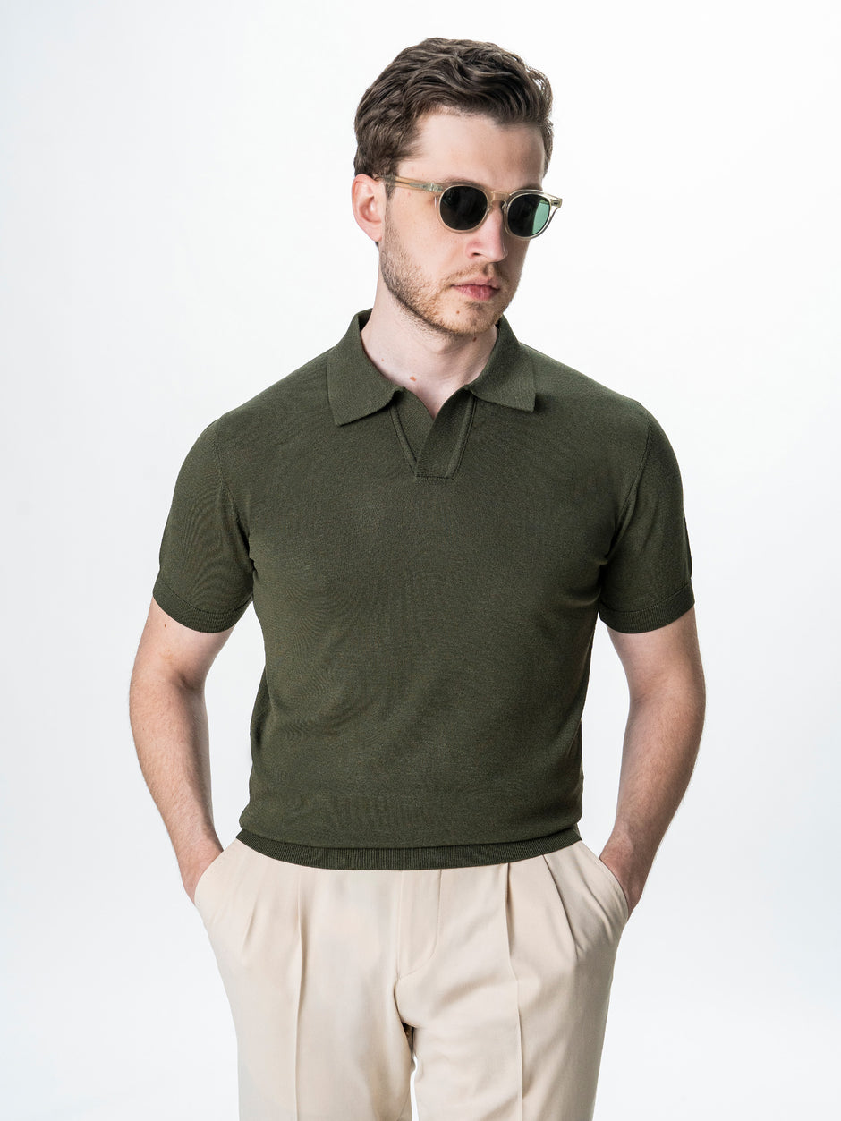Tricou Polo Barbati Rayon Verde Kaki BMan0100 (2)