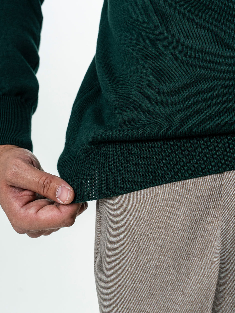 Pulover Barbati Guler Rotund Verde 100% Bumbac BMan0008 (8)