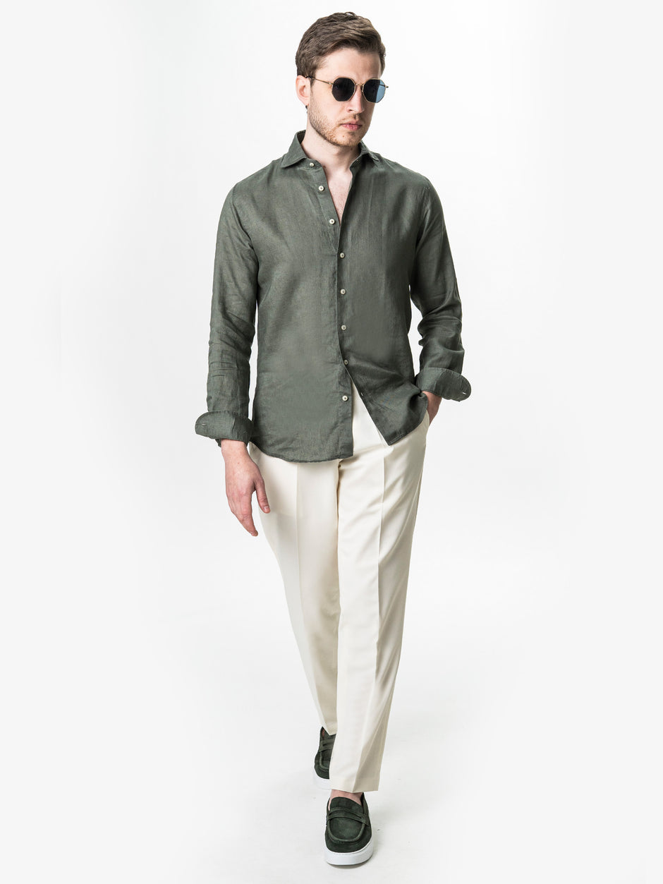 Camasa Verde Kaki Barbati Din In Natural BMan0064 (7)