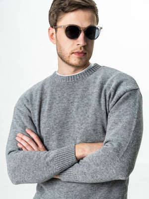 Pulover Barbati Gri Oversize 100% Lana Lambswool BMan0033