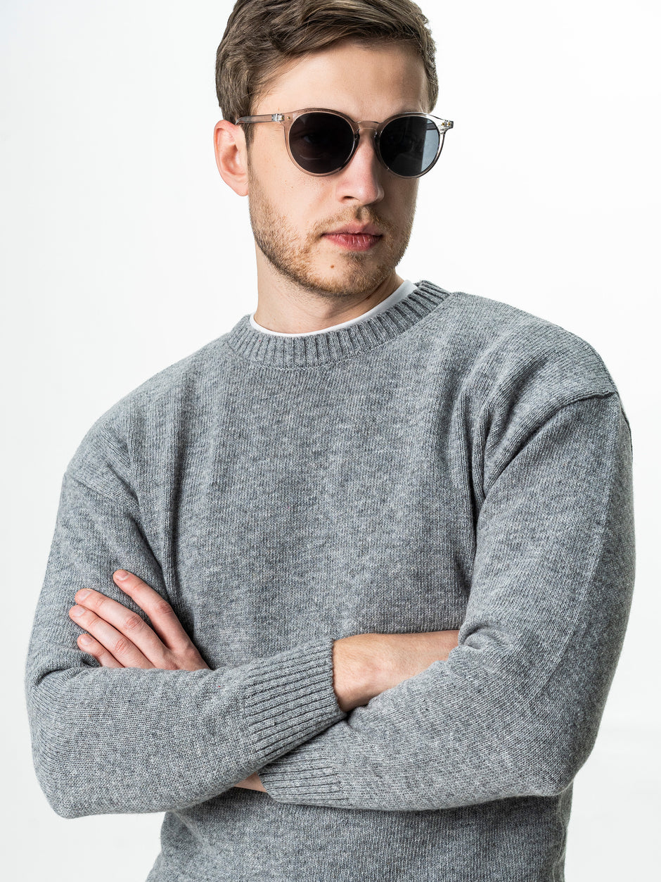 Pulover Barbati Gri Oversize 100% Lana Lambswool BMan0033 (6)