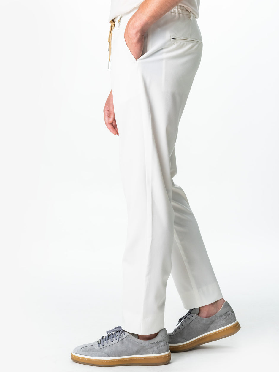 Pantaloni Casual Alb Perlat Barbati Bumbac Full Stretch BMan0012 (6)