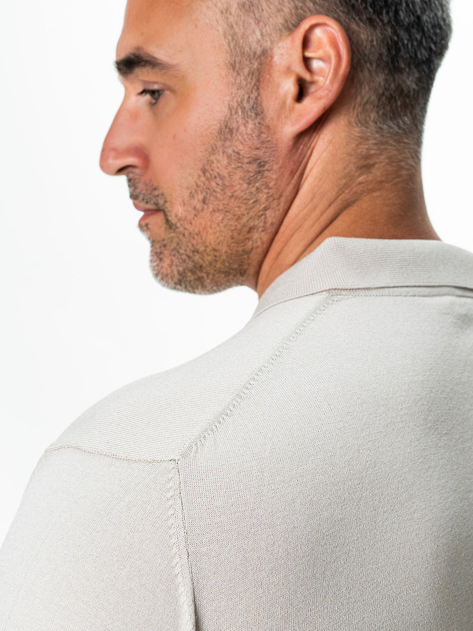 Tricou Barbati Polo Crem din Rayon cu Fermoar BMan0101 (5)