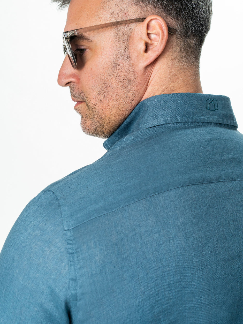 Camasa Barbati Albastru Marine 100% In Natural BMan0068 (6)
