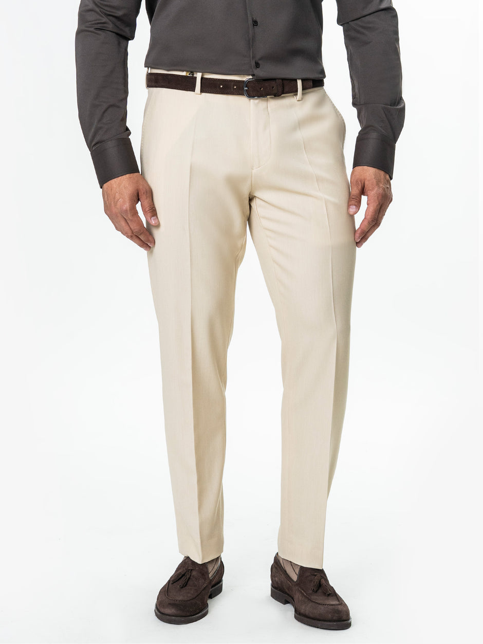 Pantaloni Barbati Bej Stofa Amestec Lana BMan700 (4)