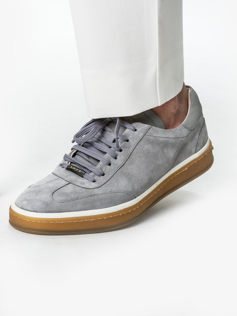 Pantofi Casual Barbati Sneakers Gri Din Piele Intoarsa Naturala BMan0416