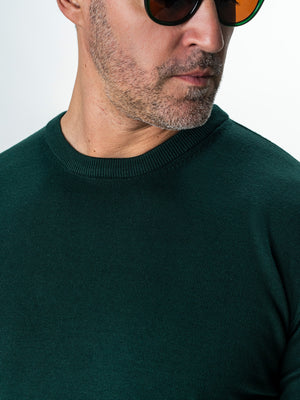 Pulover Barbati Guler Rotund Verde 100% Bumbac BMan0008