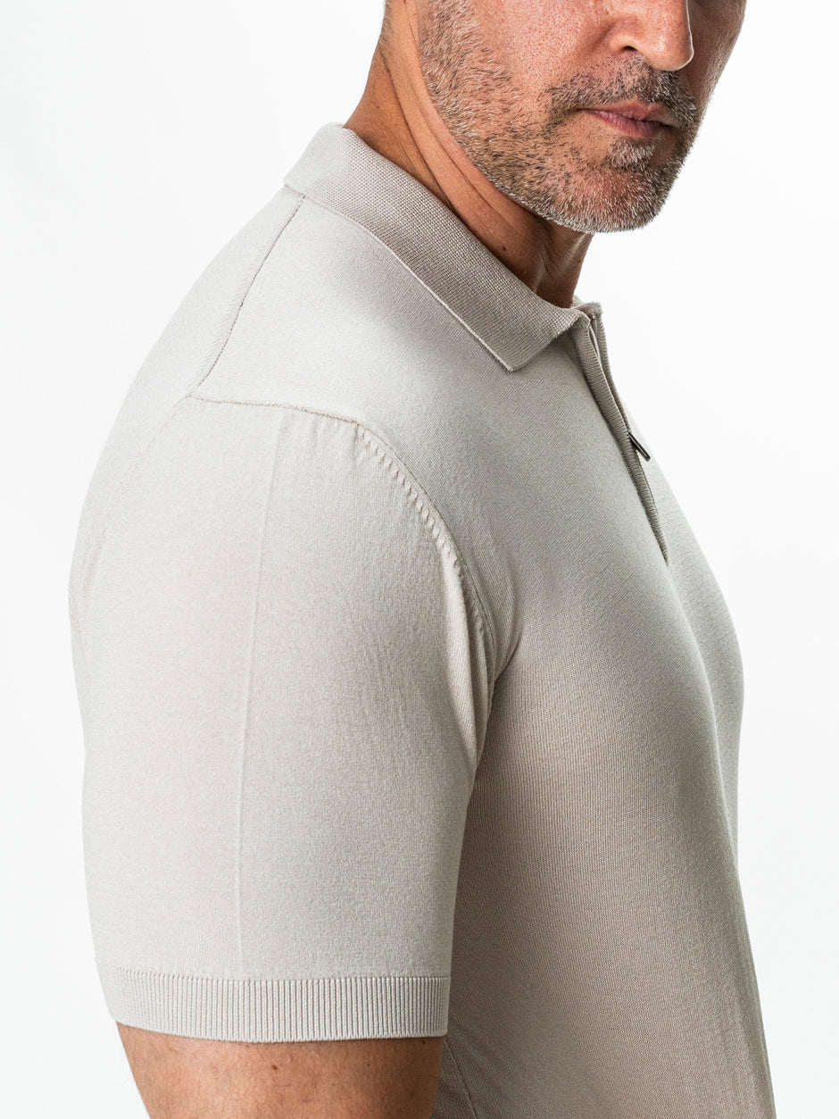 Tricou Barbati Polo Crem din Rayon cu Fermoar BMan0101 (7)