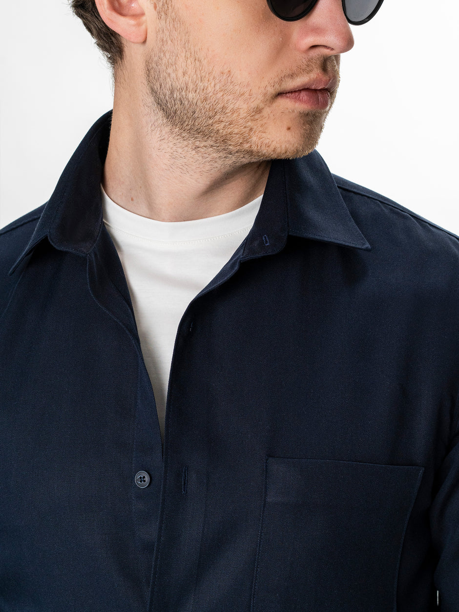 Camasa Barbati Bleumarin Inchis din 100% Bumbac Relaxed Fit BMan0407 (4)