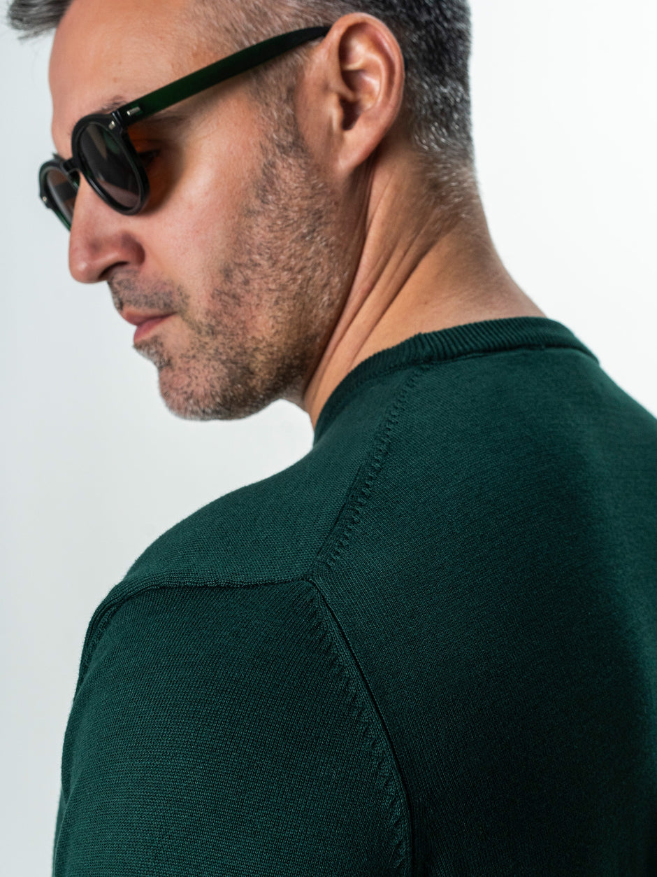 Pulover Barbati Guler Rotund Verde 100% Bumbac BMan0008 (4)