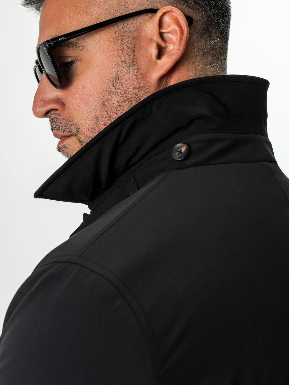 Geaca Eleganta Barbati Neagra cu Strat Matlasat Interior BMan0008 (8)