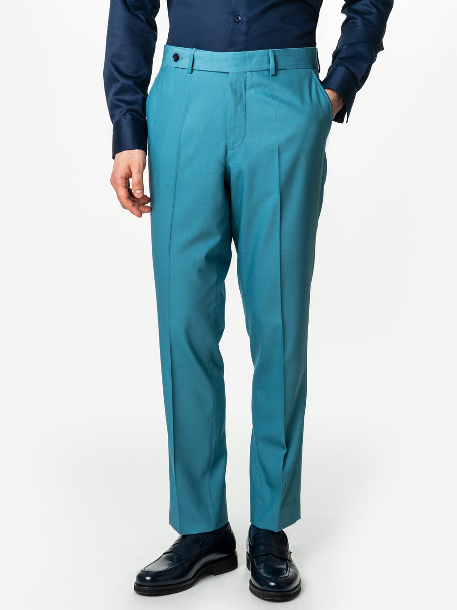 Costum Barbati Albastru Turcoaz De Vara Smart Casual BMan0018 (6)