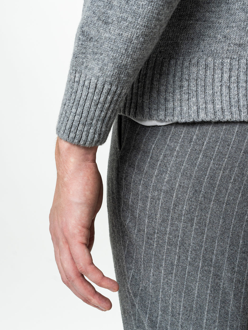 Pulover Barbati Gri Oversize 100% Lana Lambswool BMan0033 (8)