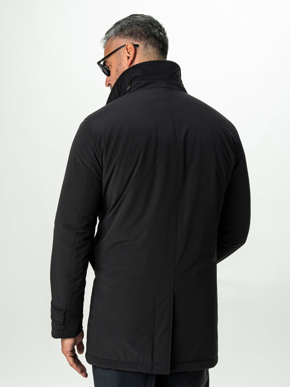 Geaca Eleganta Barbati Neagra cu Strat Matlasat Interior BMan0008 (11)