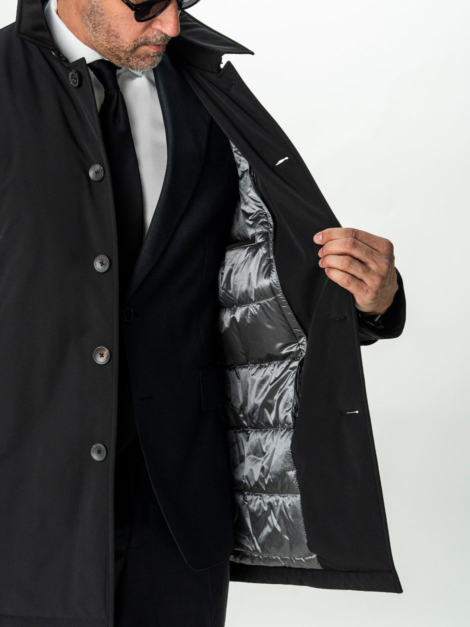 Geaca Eleganta Barbati Neagra cu Strat Matlasat Interior BMan0008 (10)