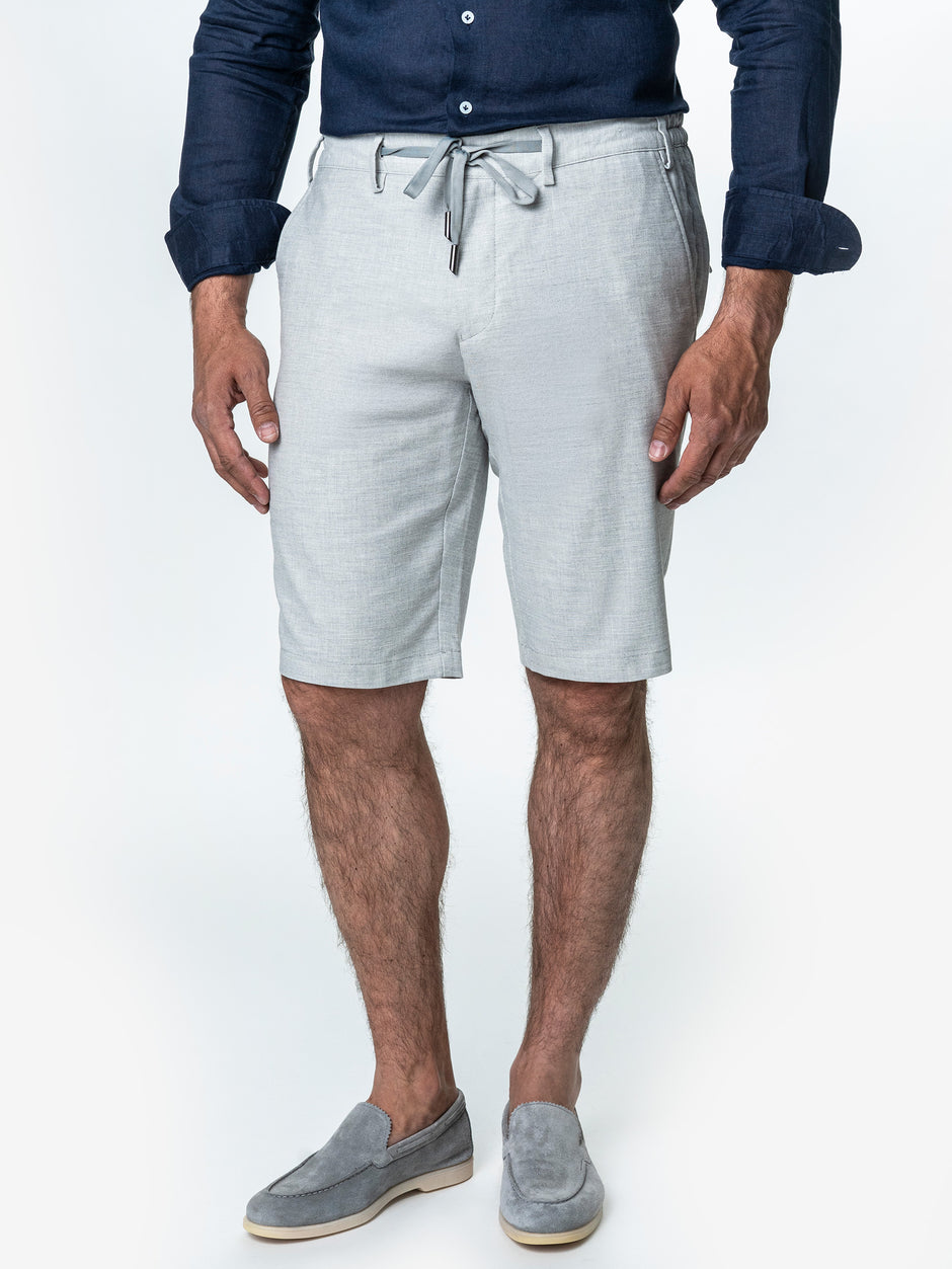Pantaloni Scurti Barbati Cu Siret De Vara Gri BMan179 (1)