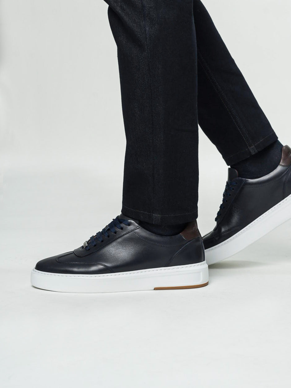 Pantofi Casual Barbati Sneakers Bleumarin 100% Piele Naturala BMan0397 (4)