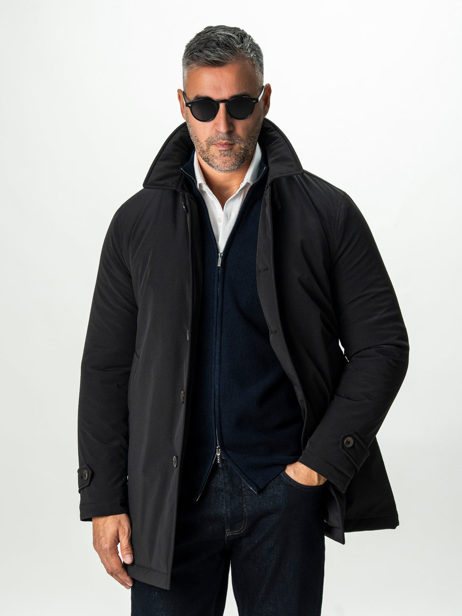 Geaca Eleganta Barbati Neagra cu Strat Matlasat Interior BMan0008 (4)