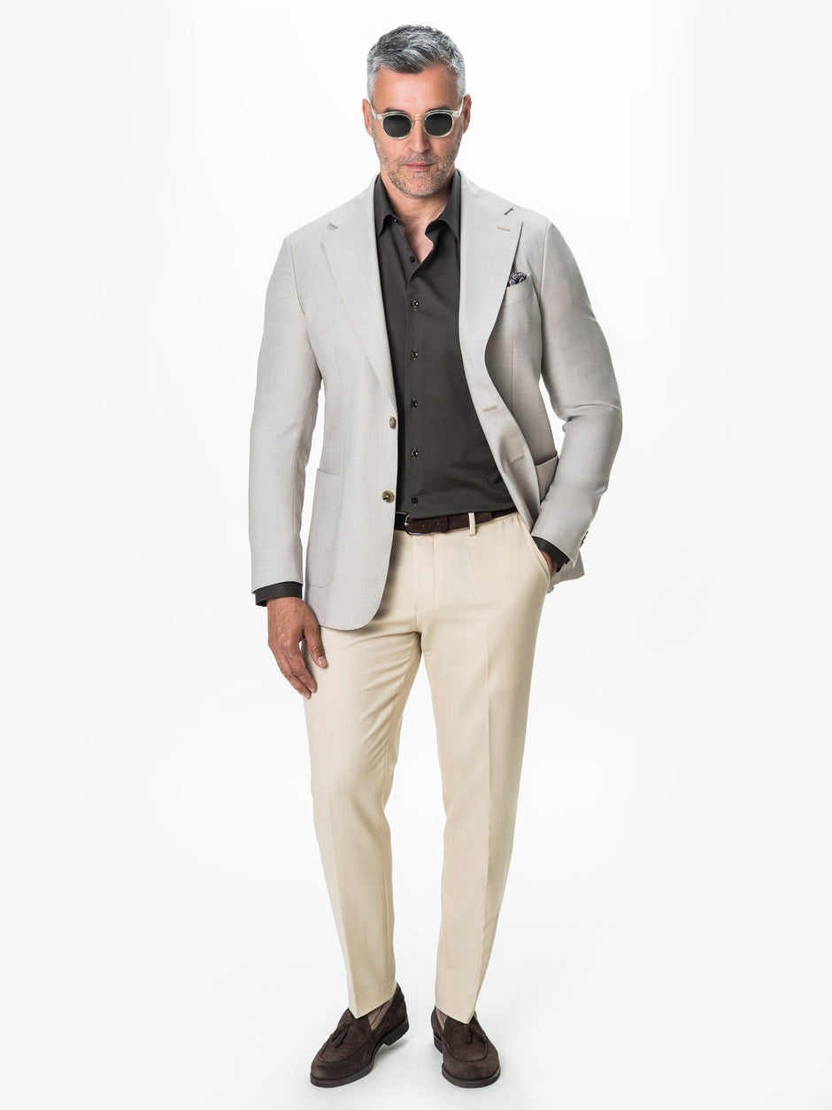 Pantaloni Barbati Bej Stofa Amestec Lana BMan700 (2)