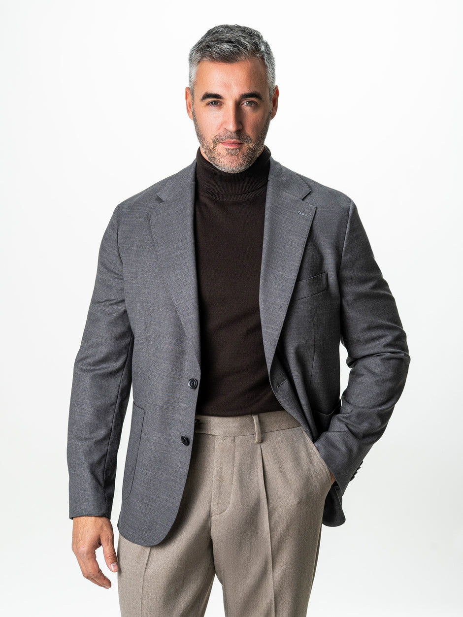 Sacou Smart Casual Gri Inchis Barbati Lana & Bumbac BMan0002 (2)