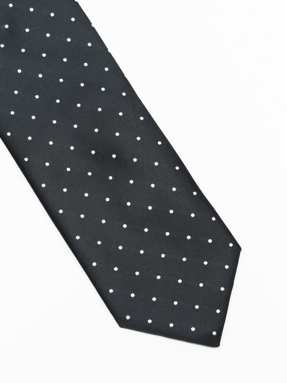 Cravata Eleganta & Business Barbati Neagra Imprimeu Puncte Albe Bman919 (4)