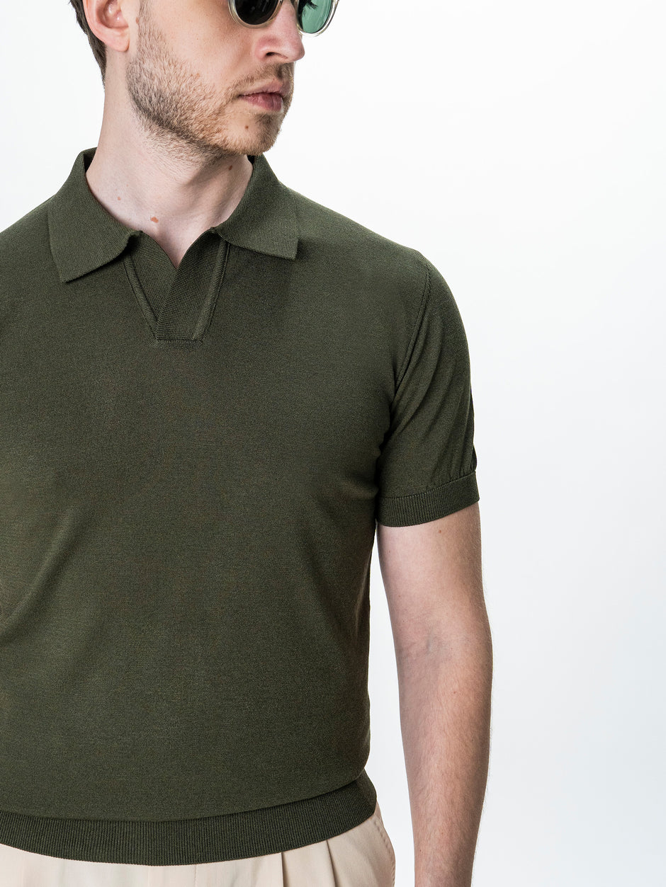 Tricou Polo Barbati Rayon Verde Kaki BMan0100 (5)