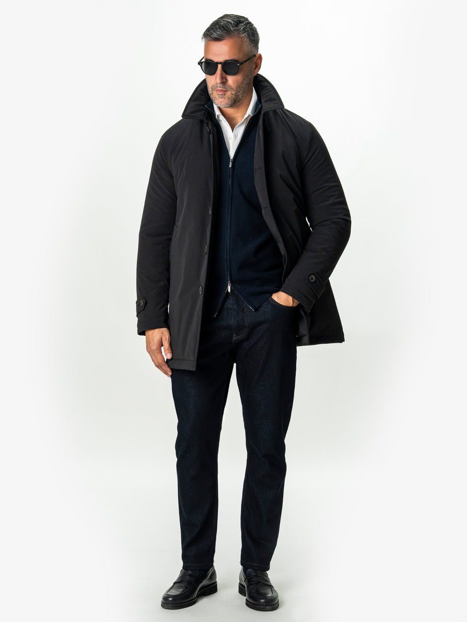 Geaca Eleganta Barbati Neagra cu Strat Matlasat Interior BMan0008 (5)