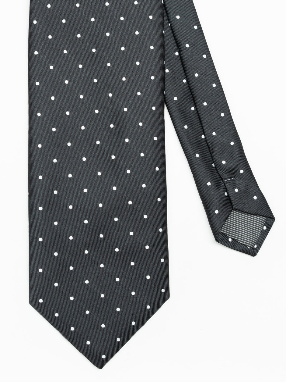 Cravata Eleganta & Business Barbati Neagra Imprimeu Puncte Albe Bman919 (3)
