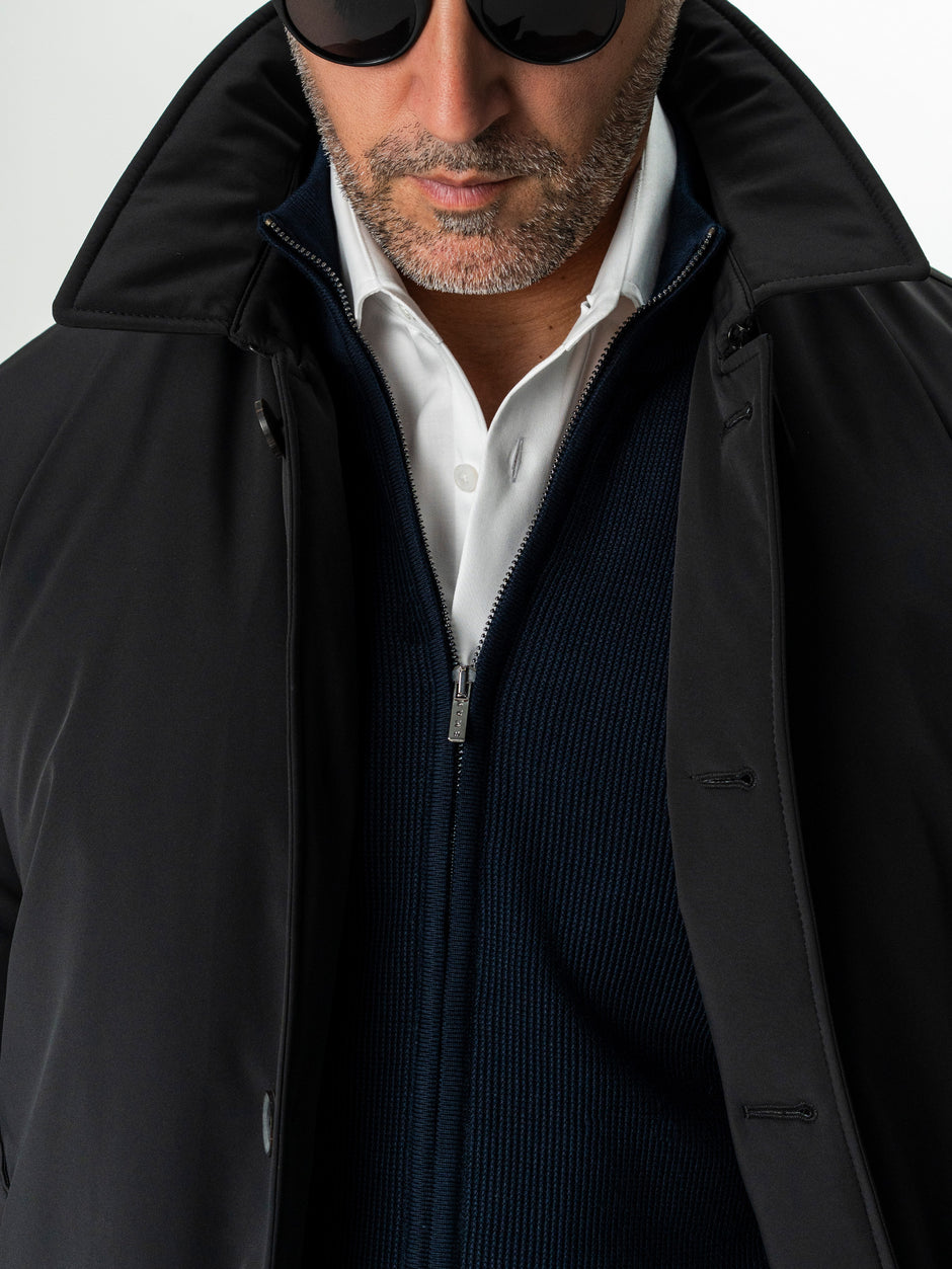 Geaca Eleganta Barbati Neagra cu Strat Matlasat Interior BMan0008 (3)