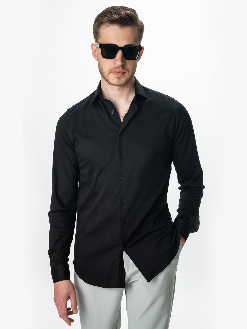 Camasa Barbati Neagra Premium 100% Bumbac Egiptean BMan870 (2)