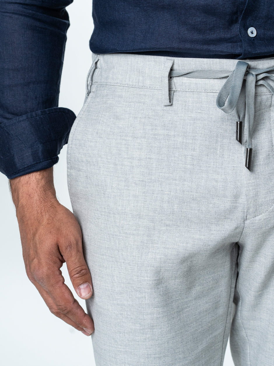 Pantaloni Scurti Barbati Cu Siret De Vara Gri BMan179 (3)