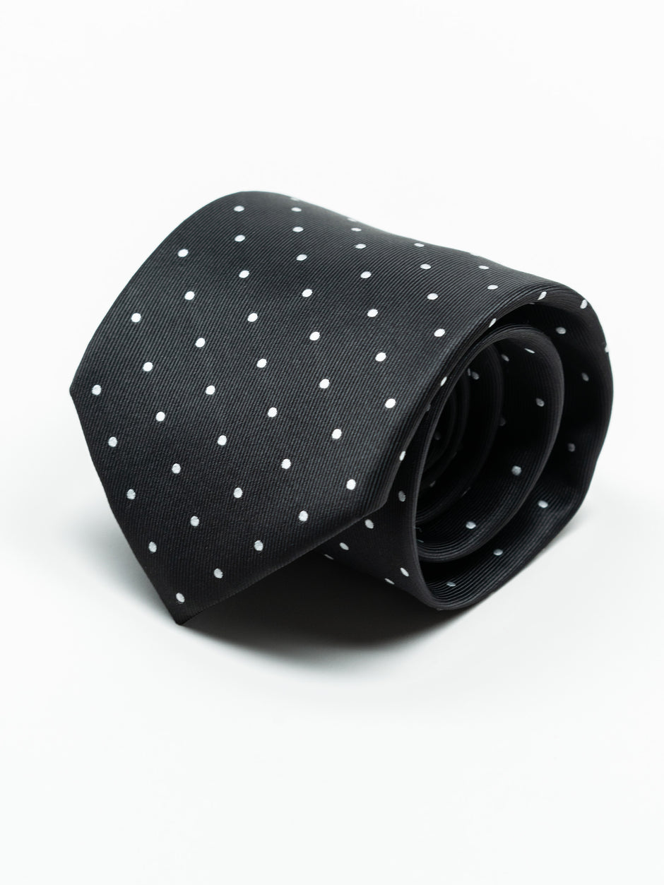 Cravata Eleganta & Business Barbati Neagra Imprimeu Puncte Albe Bman919 (1)