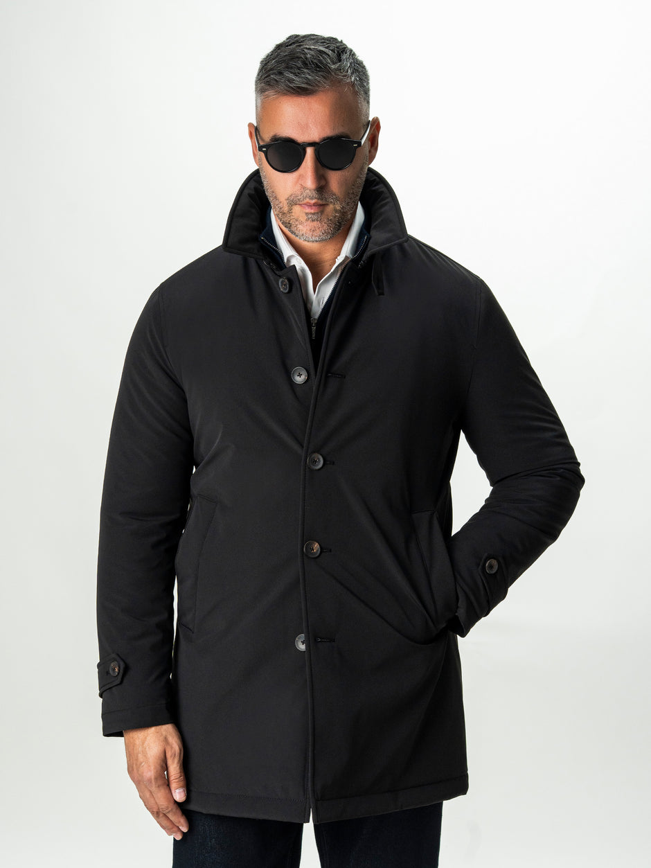 Geaca Eleganta Barbati Neagra cu Strat Matlasat Interior BMan0008 (6)