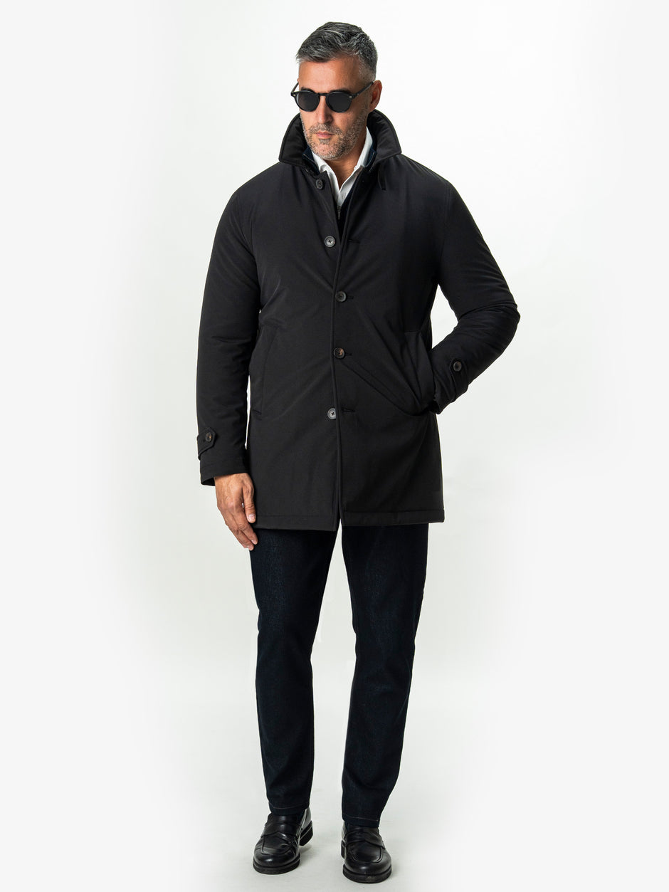 Geaca Eleganta Barbati Neagra cu Strat Matlasat Interior BMan0008 (2)