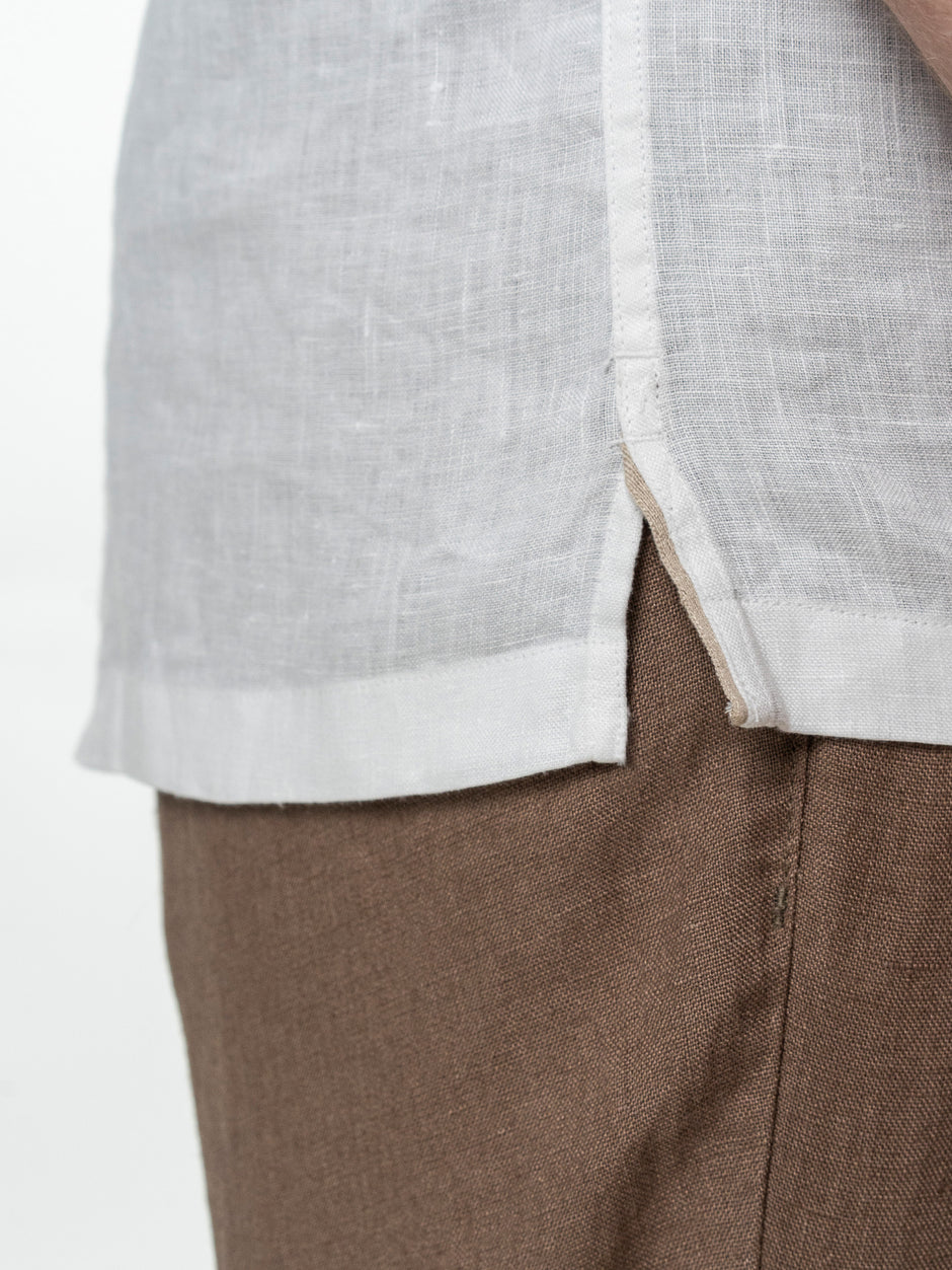 Camasa Alba Barbati cu Maneca Scurta din In Natural BMan0090 (8)
