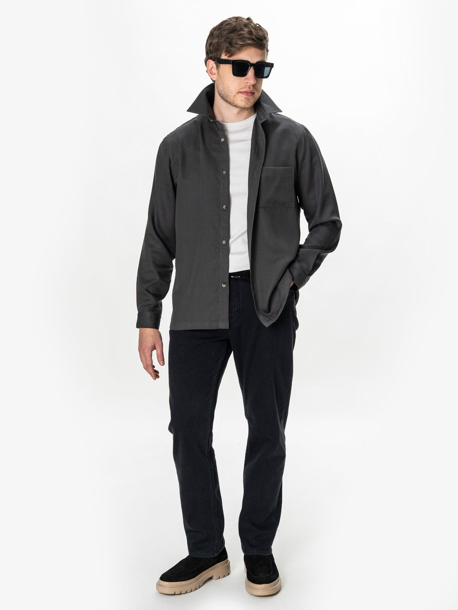Camasa Barbati Antracit din 100% Bumbac Relaxed Fit BMan0407 (2)