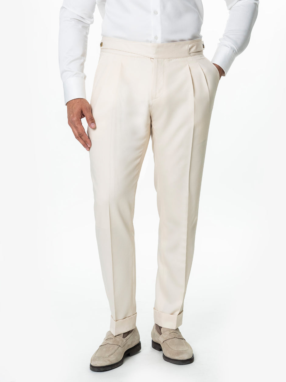 Pantaloni Barbati Crem British Model Gurkha Amestec Lana BMan704 (3)