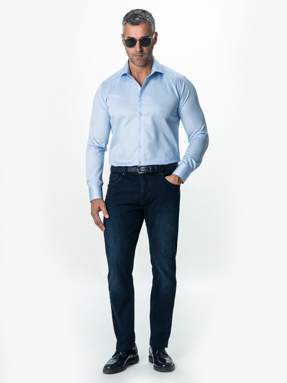 Camasa Barbati Bleu Bumbac Italian Premium No Iron BMan0062 (5)