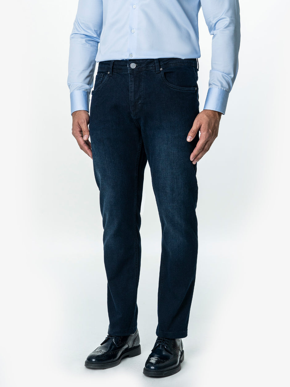 Blugi Barbati Bleumarin Inchis Denim Comfort Fit All Season BMan0005 (5)