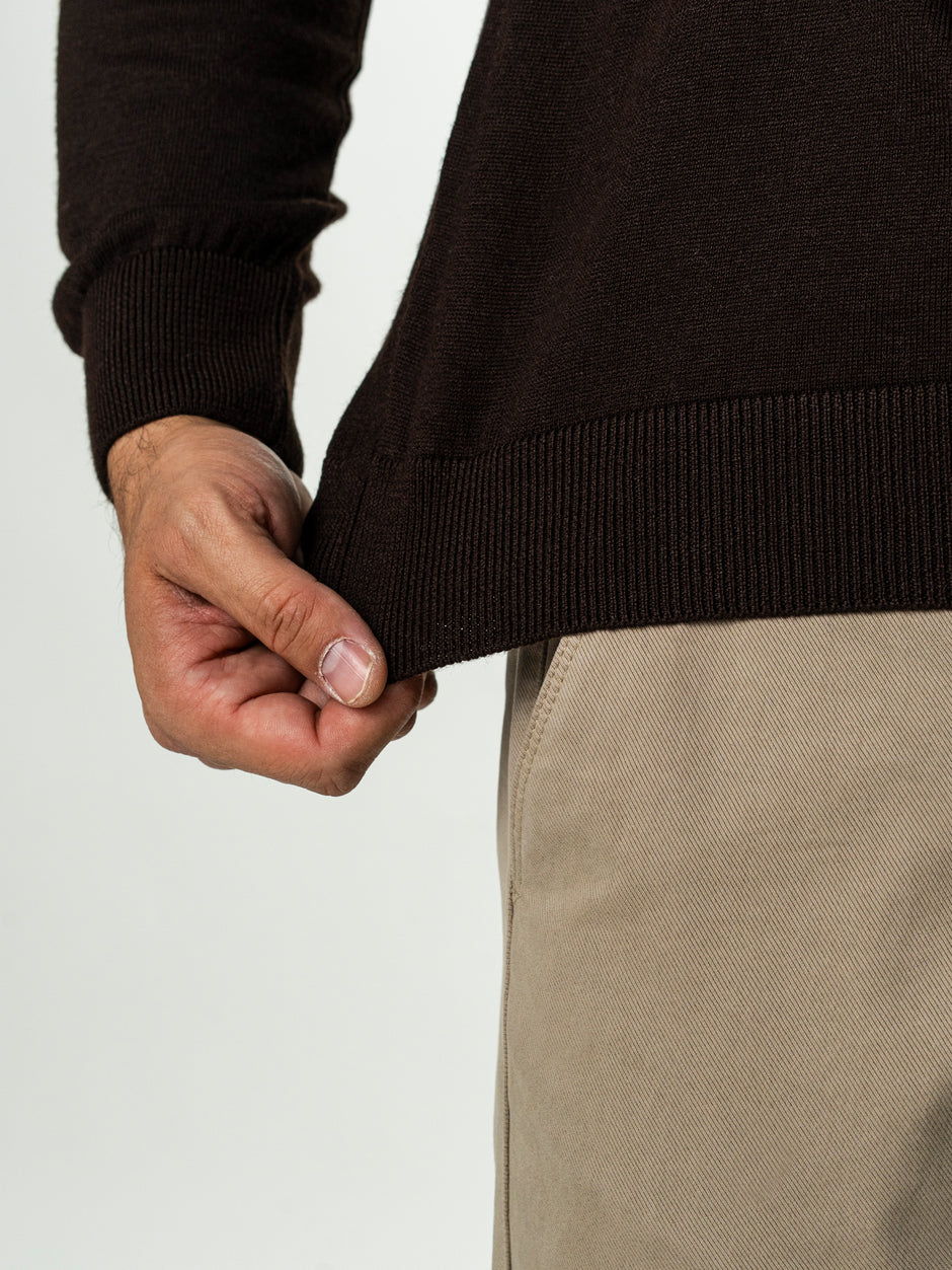 Pulover Barbati Cafeniu Polo Din Lana Merinos BMan0051 (8)