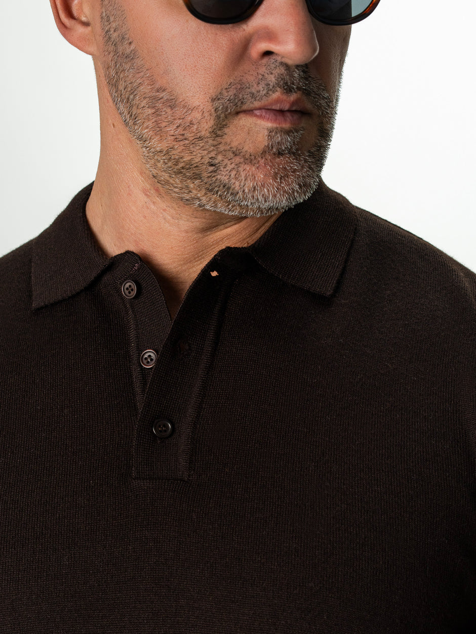 Pulover Barbati Cafeniu Polo Din Lana Merinos BMan0051 (6)