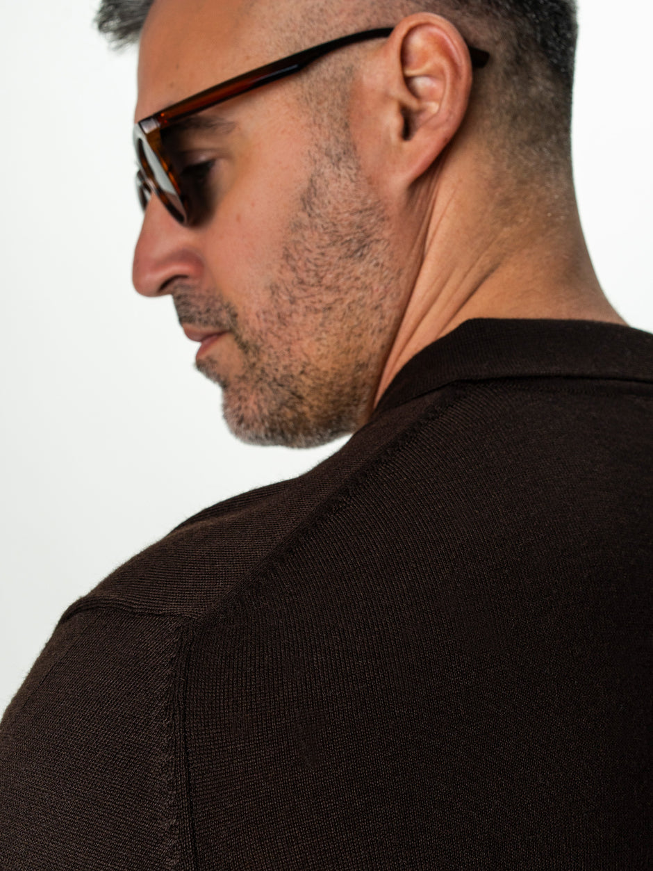 Pulover Barbati Cafeniu Polo Din Lana Merinos BMan0051 (7)