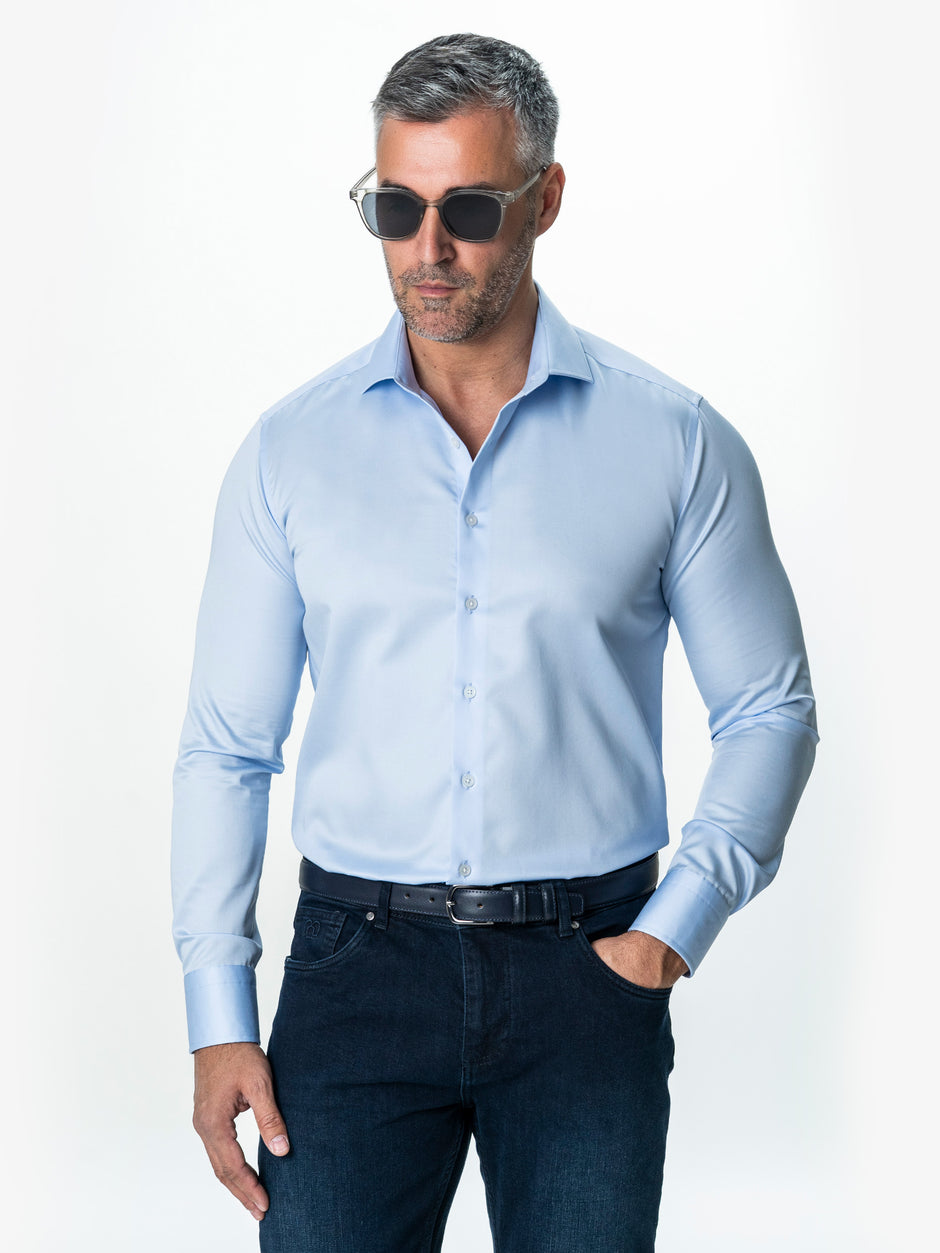 Camasa Barbati Bleu Bumbac Italian Premium No Iron BMan0062 (1)