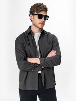 Camasa Barbati Antracit din 100% Bumbac Relaxed Fit BMan0407