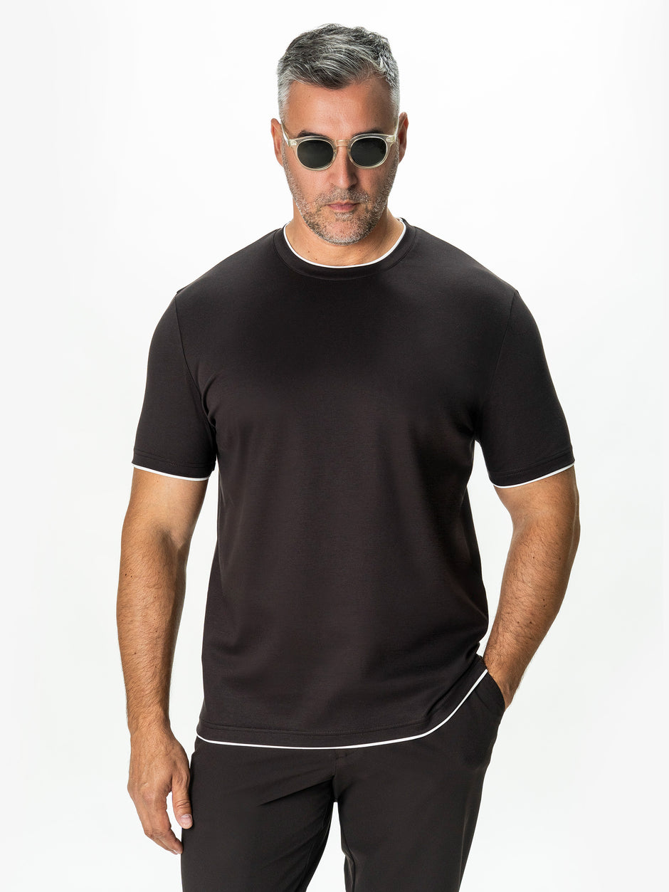 Tricou Maro Cafeniu Barbati 100% Bumbac Egiptean Dublu Mercerizat BMan271 (6)