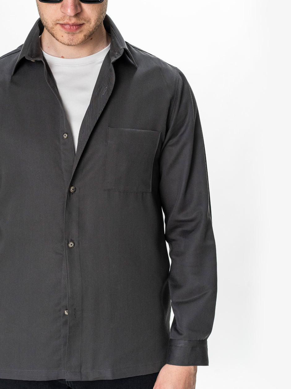 Camasa Barbati Antracit din 100% Bumbac Relaxed Fit BMan0407 (10)
