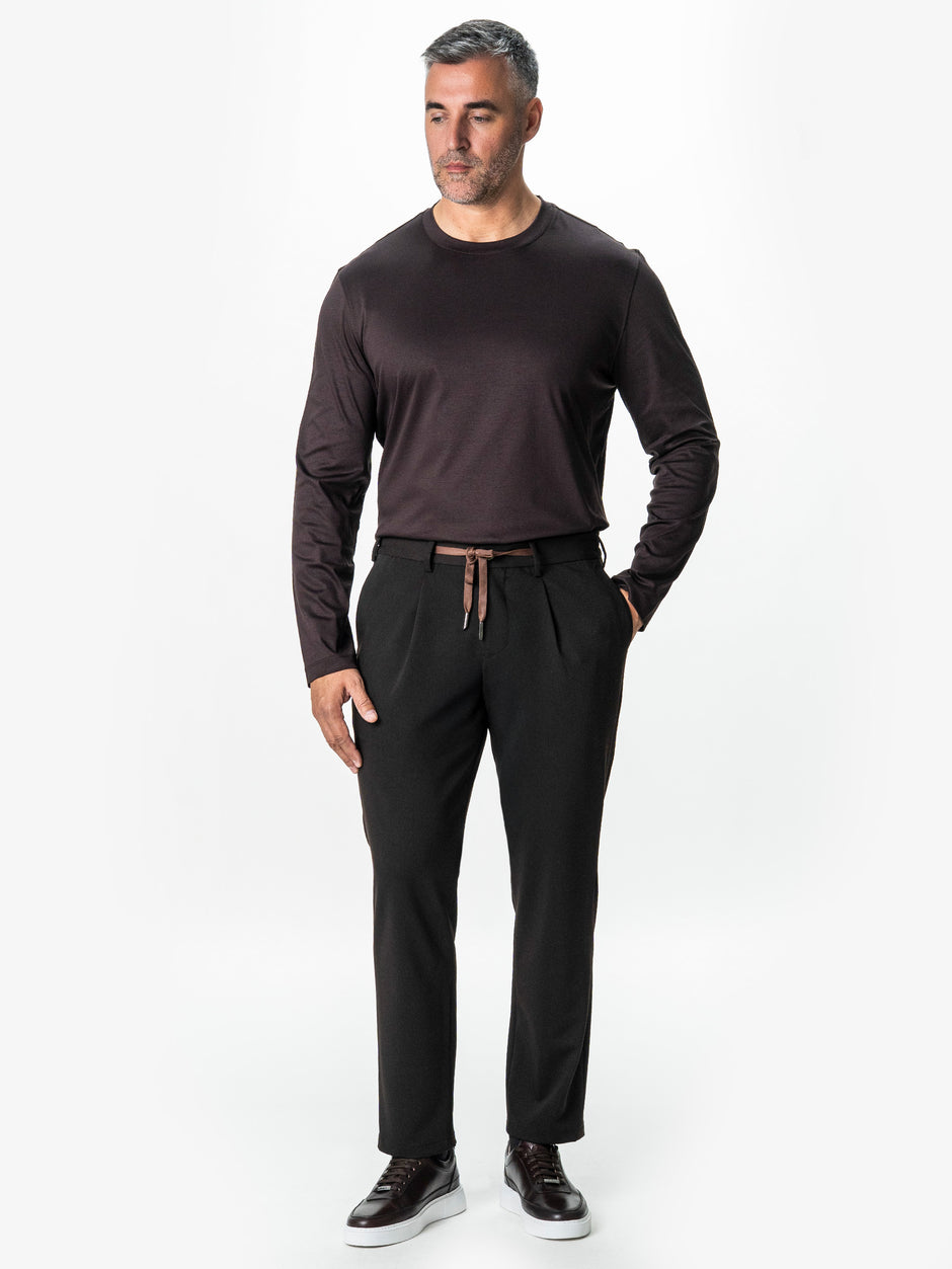 Pantaloni Barbati Casual Cafenii Din Lana BMan0101 (5)